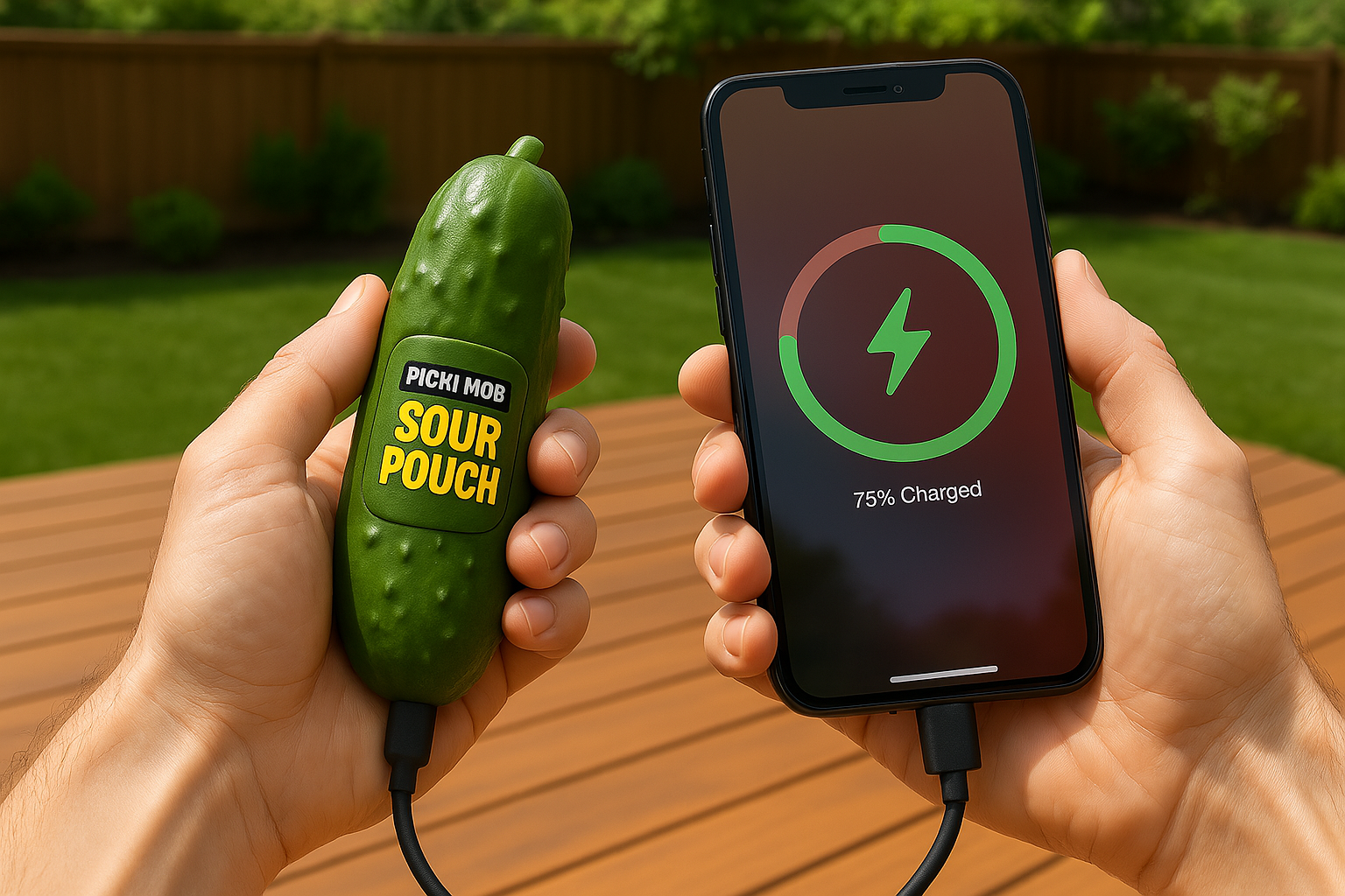 Picklmob Sour Pouch - Pickle-shaped phone charger